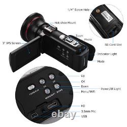 Andoer HDV-AE8 Caméra vidéo numérique 4K Caméscope Enregistreur DV 30MP 16X A1T8