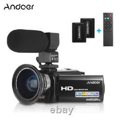 Andoer Hdv-201lm 1080p Caméra Vidéo Numérique Fhd Caméscope DV Enregistreur 24mp F0w3
