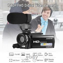 Andoer Hdv-201lm 1080p Caméra Vidéo Numérique Fhd Caméscope DV Enregistreur 24mp X4m3