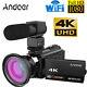 Andoer Wifi 4k Hd 48mp Digital Video Camera Camcorder Enregistreur Dv Mic+macro Lens