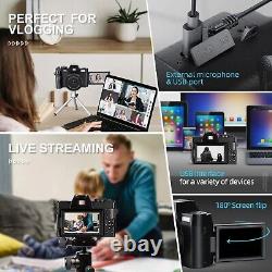Appareil photo numérique 4K 16X 30fps 3 IPS Écran pivotant Caméra vidéo pour YouTube Vlogging