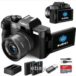 Appareil photo numérique 4K 16X 30fps 3 pouces IPS Écran pivotant Caméra vidéo pour le vlogging sur YouTube