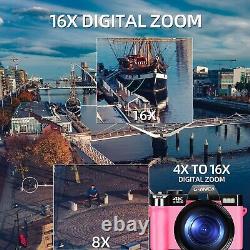 Appareil photo numérique 4K 16X 48MP 60FPS Appareil photo Vlogging pour YouTube avec objectif WiFi 32G TF