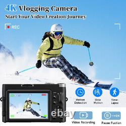 Appareil photo numérique 4K 48MP Caméra d'enregistrement vidéo Caméscope pour la photographie sur YouTube.