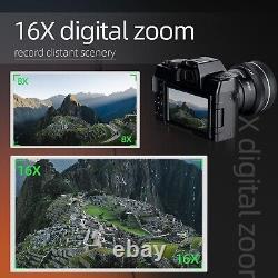 Appareil photo numérique 4K 48MP Caméscope à écran basculant à 180° avec chargeur TF 32 Go Vlogging