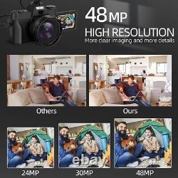 Appareil photo numérique 4K 48MP, écran pivotant de 3 pouces, enregistrement vidéo WIFI, caméscope YouTube.