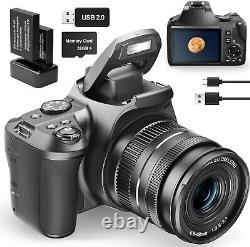 Appareil photo numérique 4k 64MP 40X Zoom Caméra vidéo pour YouTube avec Flash WiFi 32GB TF