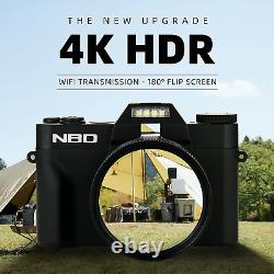 Appareil photo numérique HDR 4K 48MP avec caméra caméscope Wifi pour enregistrement vidéo YouTube noir