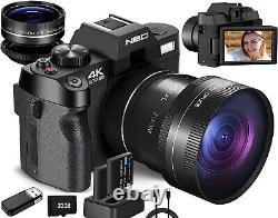 Appareils photo numériques 4K 16X 48MP Écran rabattable à 180° WiFi Appareil photo Vlogging pour YouTube