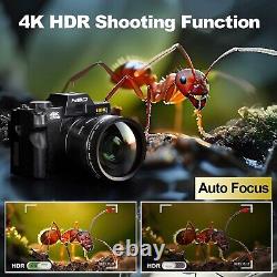 Appareils photo numériques 4K 16X 48MP Écran rabattable à 180° WiFi Appareil photo Vlogging pour YouTube