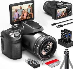 Appareils photo numériques 4K 64MP avec écran flip 16X WIFI avec microphone trépied pour YouTube