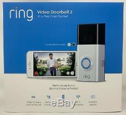 Brand New Video Ring 2 Sonnette, 1080p Wifi, Satin / Nickel, 2 Voies Parler