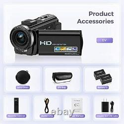 Caméra Vidéo Caméscope, Full Hd 1080p Enregistreur Numérique Youtube Vlogging Camera, V