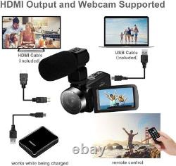 Caméra Vidéo Vidéo Ultra Hd Vlogging Camcorder 16x Zoom Numérique Avec Télécommande De Microphone
