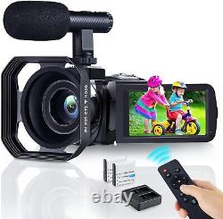 Caméra vidéo 4K Caméscope 48MP UHD Enregistreur vidéo numérique WiFi Caméra de nuit vision nocturne