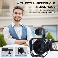 Caméra vidéo 4K Caméscope 48MP UHD Enregistreur vidéo numérique WiFi Caméra de nuit vision nocturne