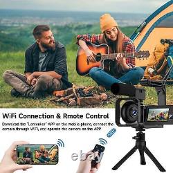 Caméra vidéo 4K Caméscope 56MP Enregistreur Vlogging Numérique Écran Tactile Double Objectif