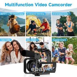 Caméra vidéo 4K Caméscope 56MP Zoom Numérique 16X Enregistreur Vlogging Écran Tactile