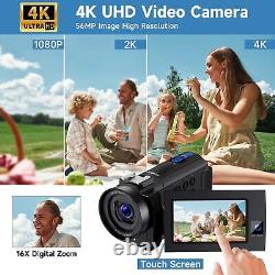 Caméra vidéo 4K WiFi Double Objectif Vlogging Audio Caméra 16X Zoom Numérique Caméscope