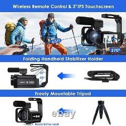 Caméra vidéo 4K WiFi Double Objectif Vlogging Audio Caméra 16X Zoom Numérique Caméscope