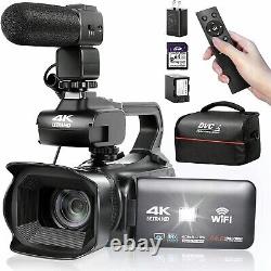 Caméra vidéo UHD 4k avec zoom numérique 18X, enregistreur d'appareil photo numérique 64MP