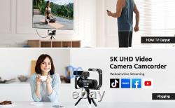 Caméra vidéo UHD 5K Caméscopes 56MP Enregistreur Anti-Shake YouTube Vlogging Caméra