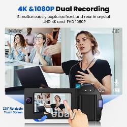 Caméra vidéo à double objectif 4K 56MP Caméscope 16X Zoom Caméra YouTube Appareils photo numériques