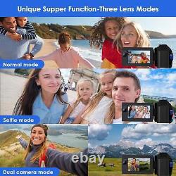 Caméra vidéo à double objectif 4K Caméscope 56MP Zoom numérique 16X Enregistreur de vlogs 3