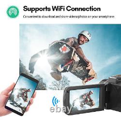 Caméra vidéo numérique 4K WiFi Caméscope Enregistreur DV Zoom numérique 18X 56MP Écran de 3 pouces