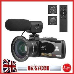 Caméra vidéo numérique 4K, caméscope WiFi, enregistreur DV, zoom numérique 18X, 56MP, UK Hot