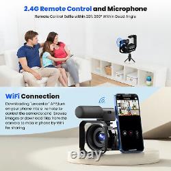 Caméra vidéo numérique 5K 56MP 4K Double Cames Caméscope DV WiFi Enregistreur Zoom 16X 64G