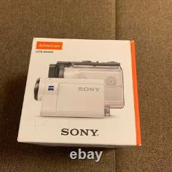 Caméra vidéo numérique Sony HDR-AS300 Action Cam enregistreur étanche corps blanc.
