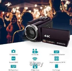 Caméscope 4K Caméra Vidéo Ultra HD 60 FPS Enregistreur Vidéo Numérique Wifi