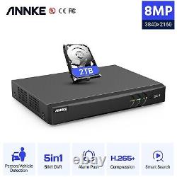 Disque Dur de 2 To ANNKE 4K Vidéo 8MP 8CH DVR Enregistreur Vidéo Numérique Détection de Personnes/Véhicules (C1)