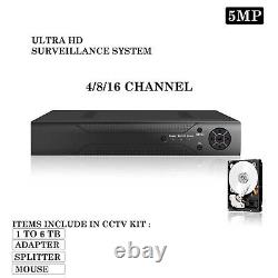 Enregistreur DVR CCTV 5MP avec disque dur 4 8 16 canaux vidéo de sécurité UHD 4K HDMI
