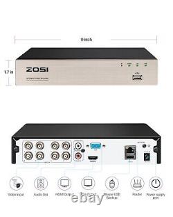 Enregistreur vidéo DVR CCTV ZOSI 1080p 8CH 1TB HDMI VGA pour système de caméras de sécurité