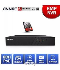 Enregistreur vidéo réseau ANNKE 8CH 6MP H.265+ POE IP NVR CCTV avec 2TB de stockage et lecture intelligente