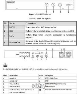 HIKVISION H. 265 8-Channel PoE 4K NVR, Plug & Play-DS-7608NI-K2/8P Disque Dur 4To