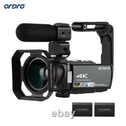 Ordro Hdv-ae8 4k Wifi Caméra Vidéo Numérique Camcorder DV Enregistreur 30mp 16x Q5u8