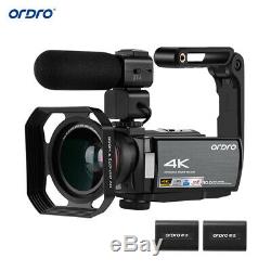 Ordro Hdv-ae8 4k Wifi Caméscope Numérique Caméra Vidéo DV Enregistreur 30mp 16x F7t9
