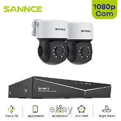 Système de vidéosurveillance SANNCE 1080P avec caméra de sécurité panoramique/inclinable à 360° 2MP et enregistreur vidéo DVR 4CH