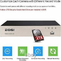 Zosi Smart Cctv Dvr 8 Canaux 2tb 1080p Enregistreur Vidéo Ahd Vga Hdmi Bnc H. 265+